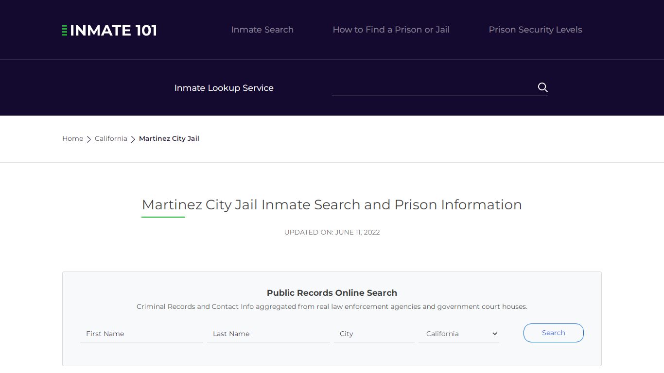 Martinez City Jail Inmate Search, Visitation, Phone no ...